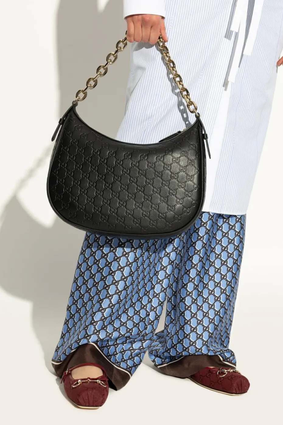 Gucci CZARNY Torba na ramię ze wzorem `GG`