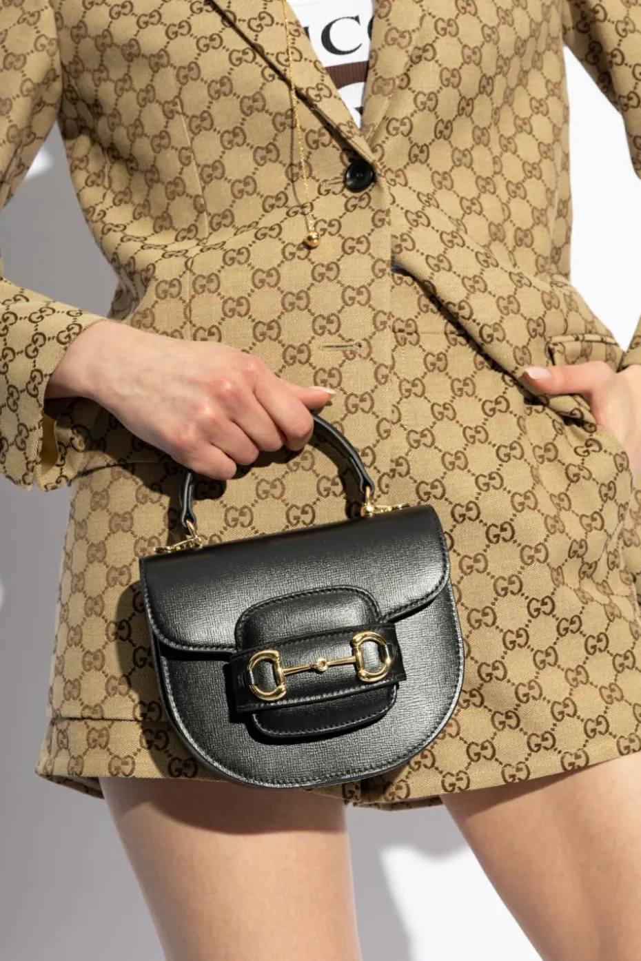 Gucci CZARNY Torba na ramię `Horsebit 1955 Mini`
