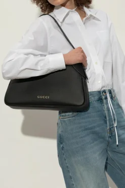 Gucci CZARNY Torba na ramię `GG Emblem Large`