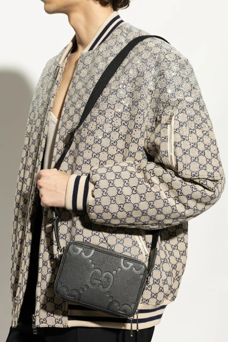 Gucci CZARNY Torba na ramię `Jumbo GG Super Mini`