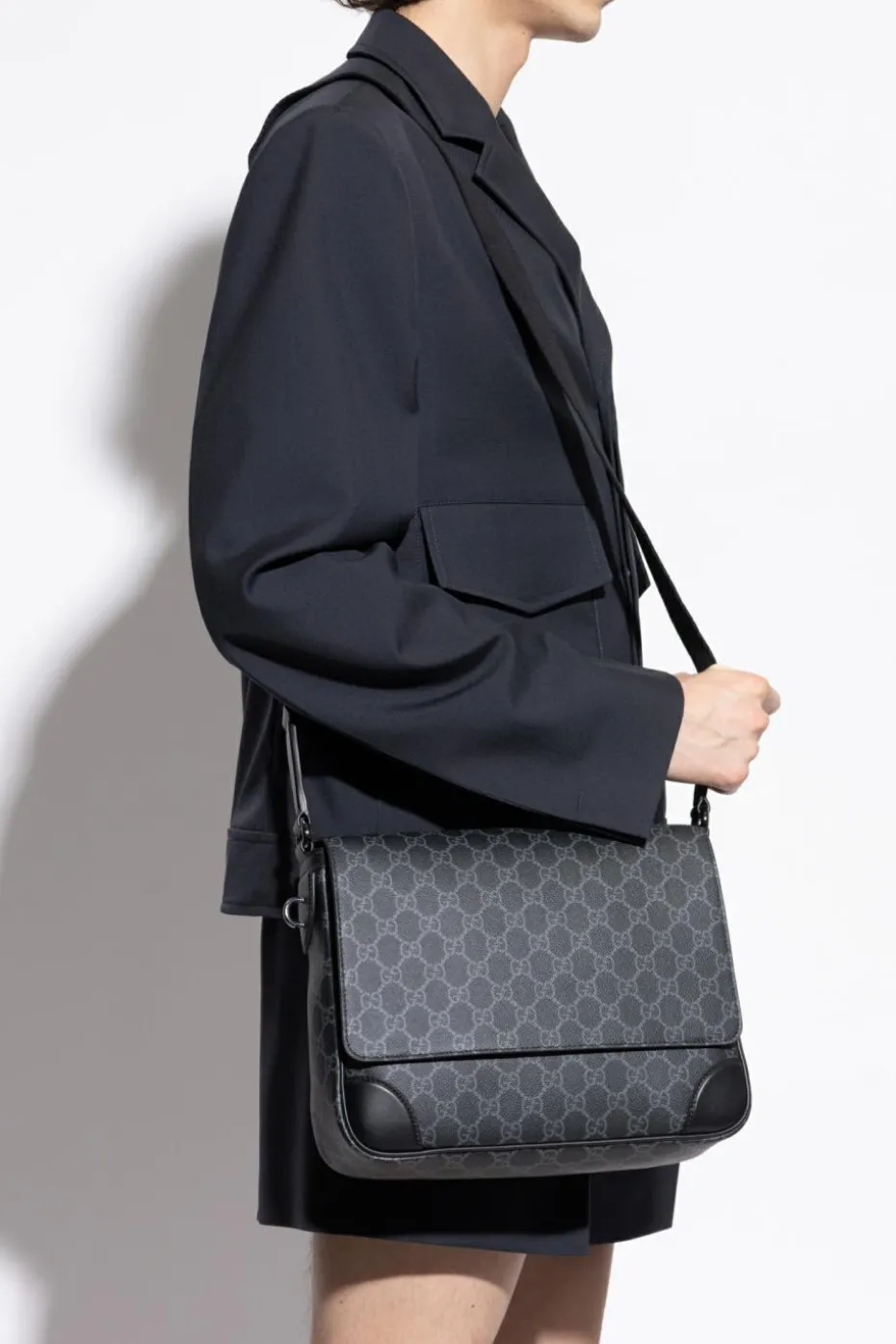 Gucci CZARNY Torba na ramię ze wzorem `GG`