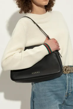 Gucci CZARNY Torba na ramię `GG Emblem Medium`