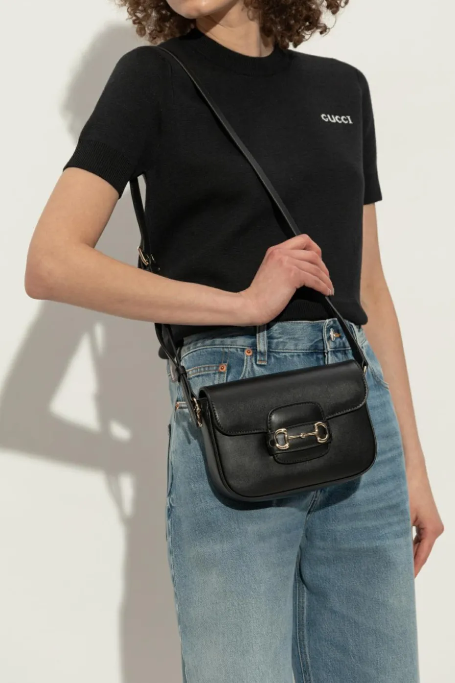 Gucci CZARNY Torba na ramię `Horsebit 1955 Soft Mini`