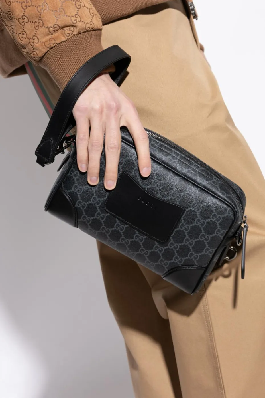 Gucci CZARNY Torba z płótna `GG Supreme`
