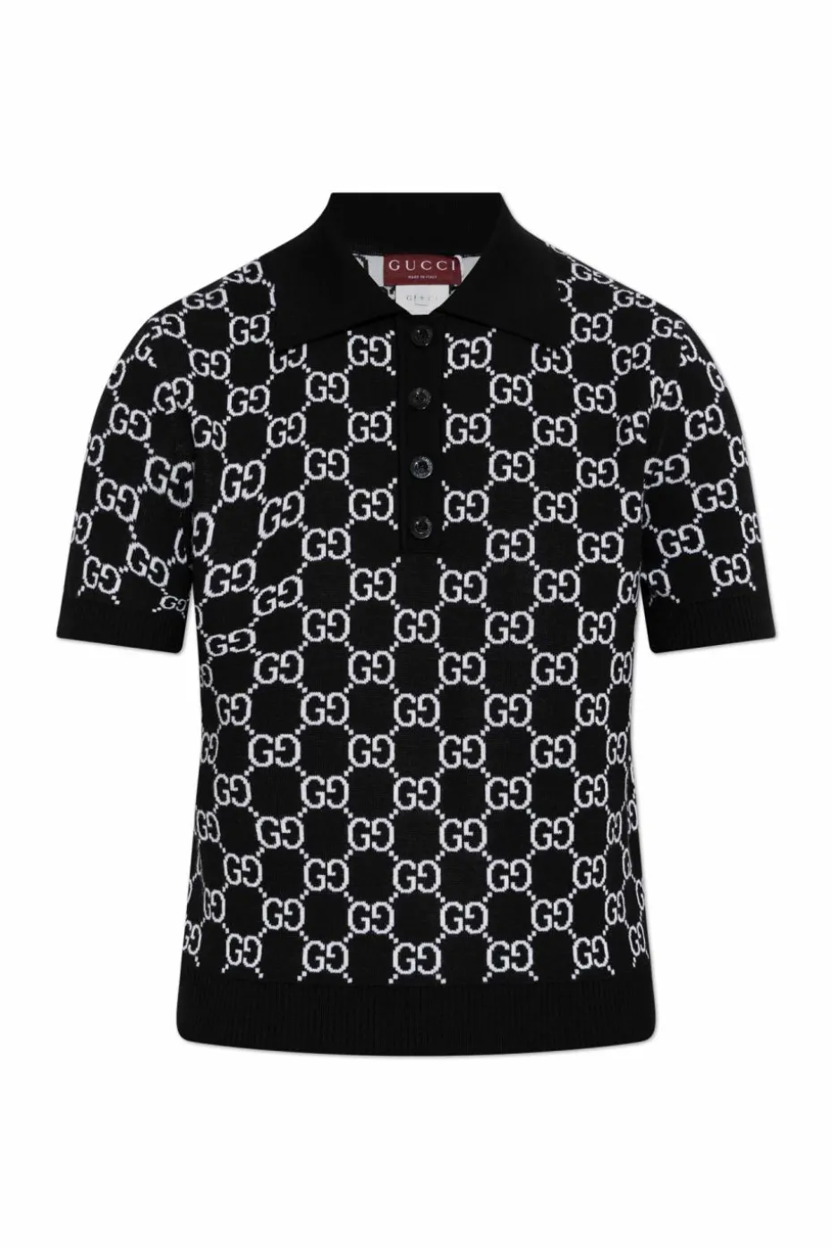 Gucci CZARNY Wełniane polo ze wzorem `GG`