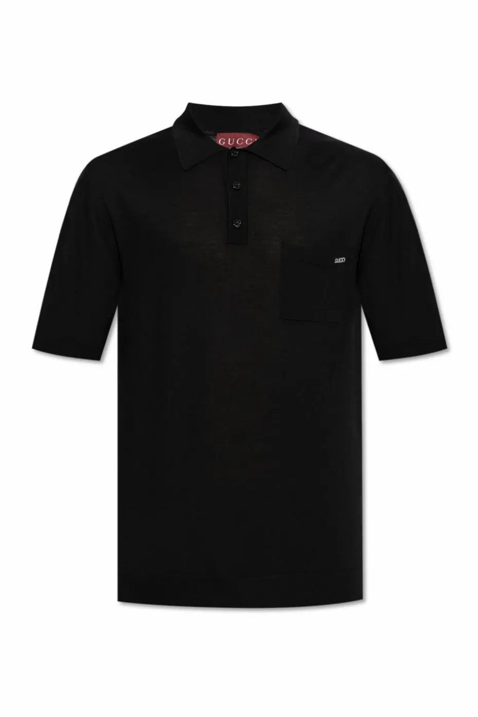 Gucci CZARNY Wełniane polo z kieszenią