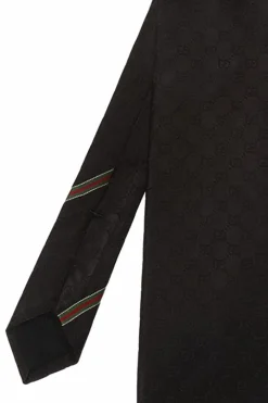 Gucci CZARNY Wzorzysty krawat z logo