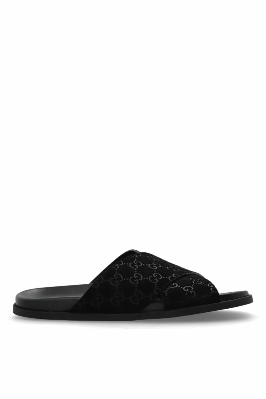 Gucci CZARNY Zamszowe klapki