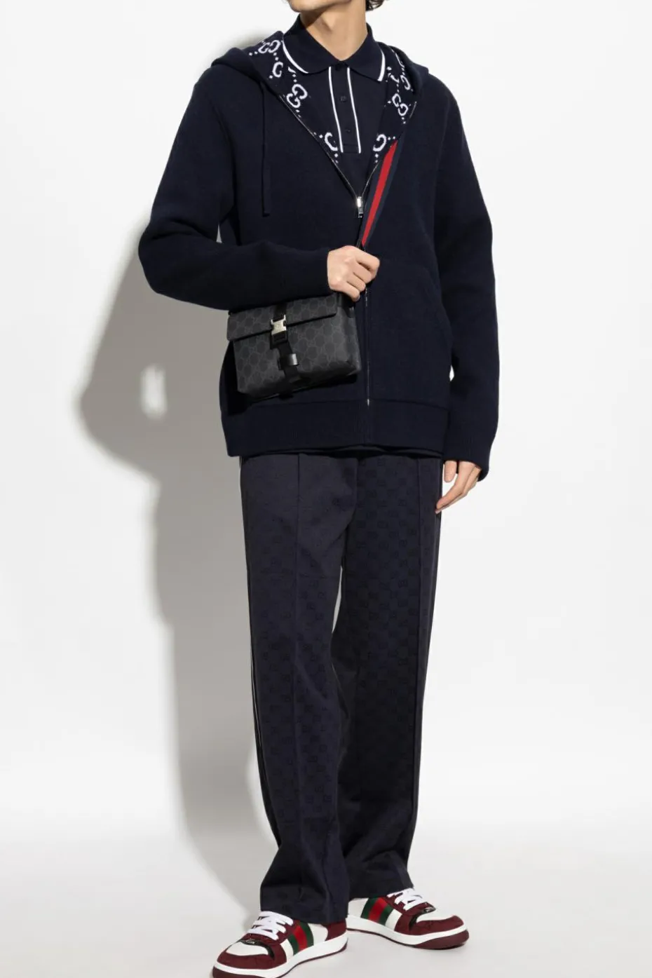 Gucci GRANATOWY Dwustronna wełniana bluza