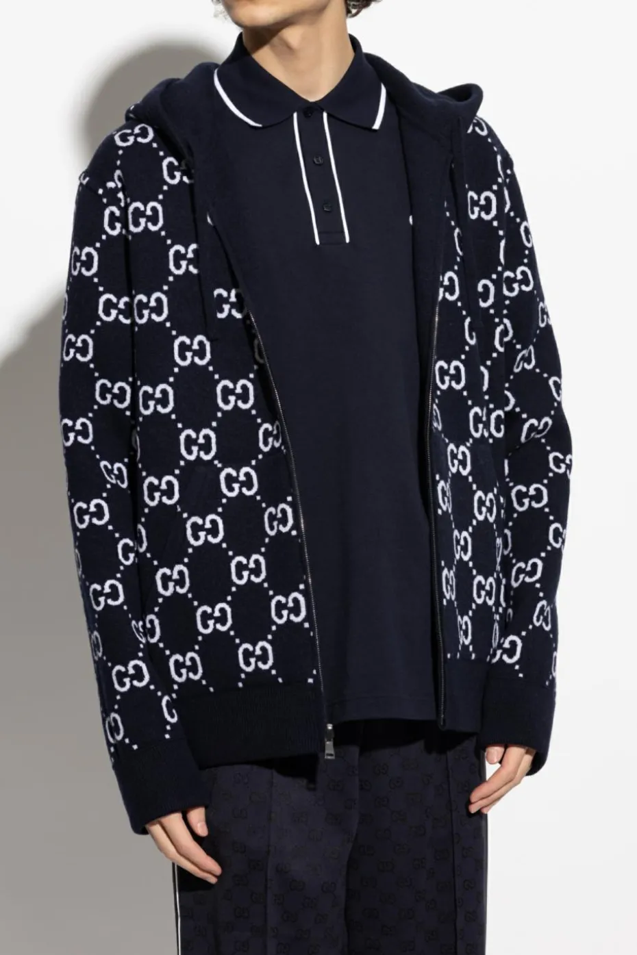 Gucci GRANATOWY Dwustronna wełniana bluza