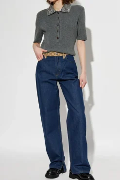 Gucci GRANATOWY Jeansy ze wzorem `GG`
