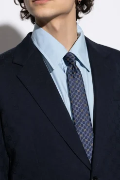 Gucci GRANATOWY Jedwabny krawat