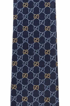 Gucci GRANATOWY Jedwabny krawat
