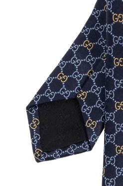 Gucci GRANATOWY Jedwabny krawat