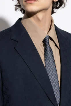 Gucci GRANATOWY Jedwabny krawat