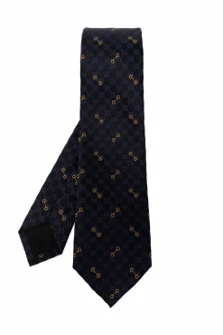 Gucci GRANATOWY Jedwabny krawat