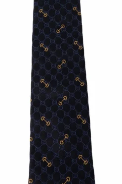 Gucci GRANATOWY Jedwabny krawat