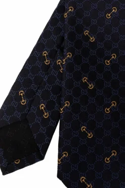 Gucci GRANATOWY Jedwabny krawat
