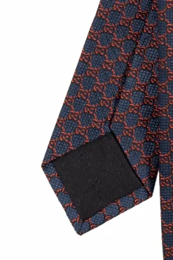 Gucci GRANATOWY Jedwabny krawat z monogramem