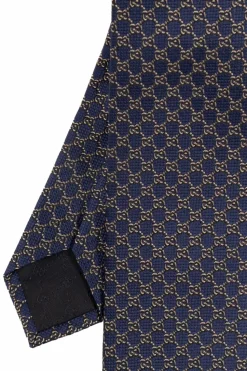 Gucci GRANATOWY Jedwabny krawat z monogramem