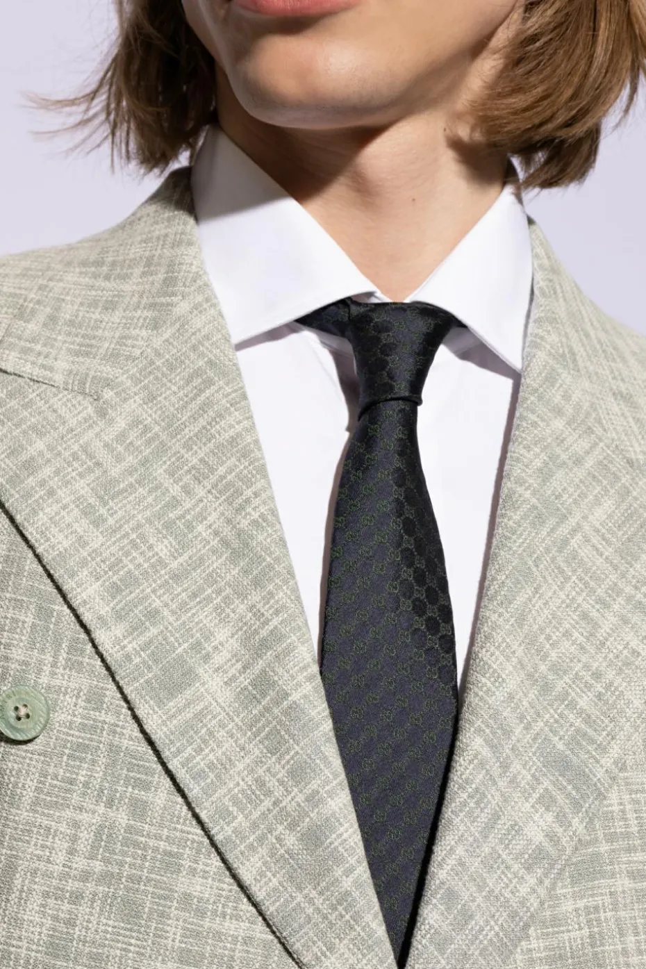 Gucci GRANATOWY Jedwabny krawat