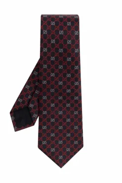 Gucci GRANATOWY Jedwabny krawat