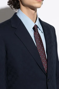 Gucci GRANATOWY Jedwabny krawat