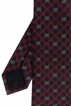 Gucci GRANATOWY Jedwabny krawat