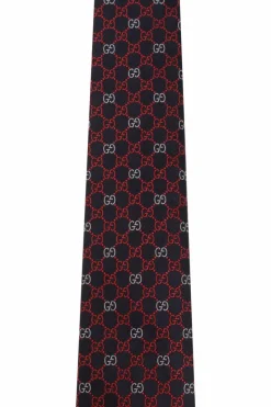 Gucci GRANATOWY Jedwabny krawat