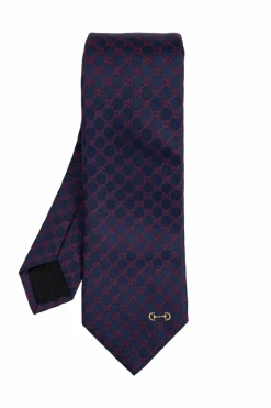 Gucci GRANATOWY Jedwabny krawat