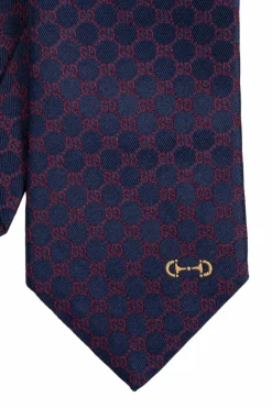 Gucci GRANATOWY Jedwabny krawat