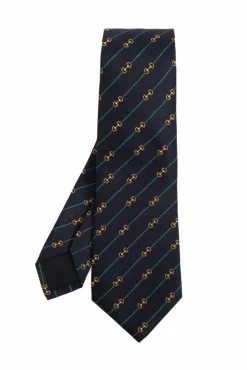 Gucci GRANATOWY Jedwabny krawat