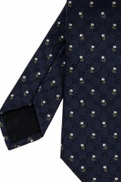 Gucci GRANATOWY Jedwabny krawat