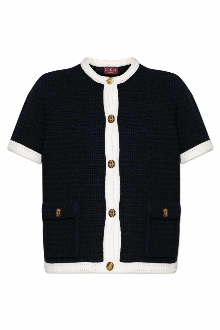 Gucci GRANATOWY Kardigan z kieszeniami