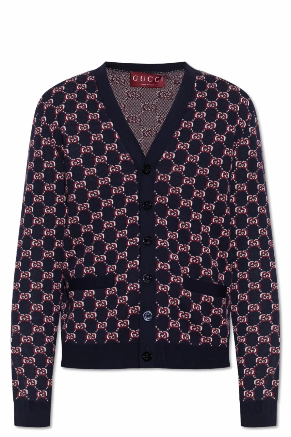 Gucci GRANATOWY Kardigan ze wzorem `GG`
