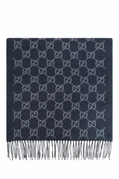 Gucci GRANATOWY Kaszmirowy szal z monogramem