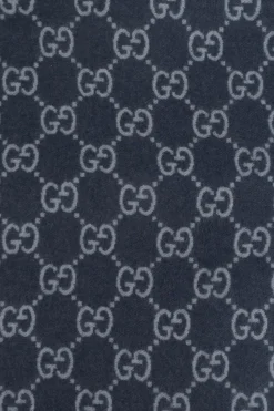 Gucci GRANATOWY Kaszmirowy szal z monogramem