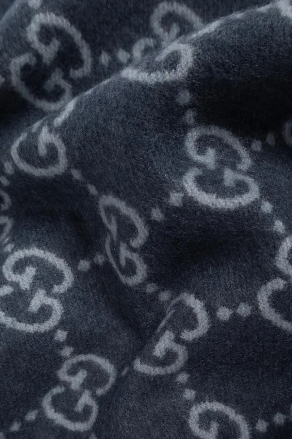 Gucci GRANATOWY Kaszmirowy szal z monogramem