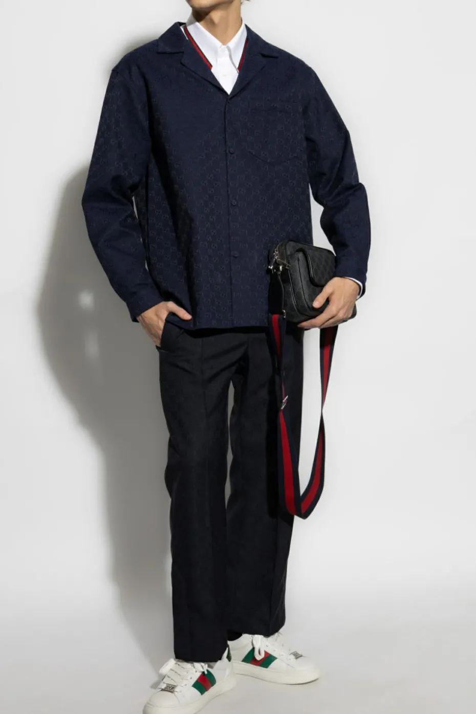 Gucci GRANATOWY Koszula z kieszenią