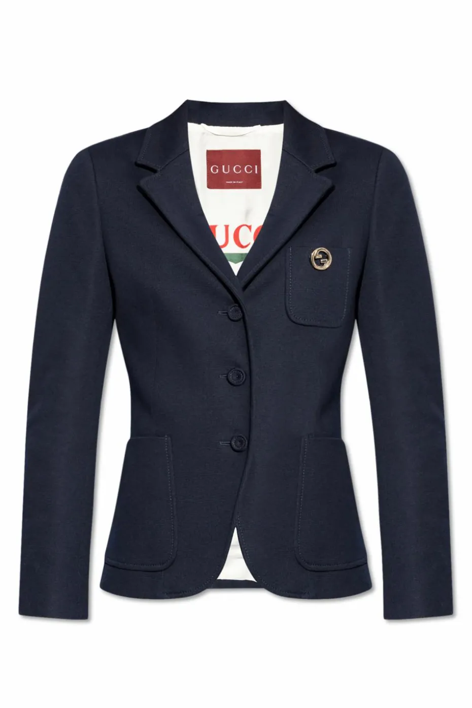 Gucci GRANATOWY Marynarka z przypinką w kształcie logo
