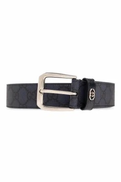 Gucci GRANATOWY Pasek z monogramem