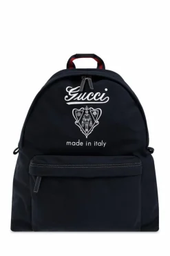Gucci GRANATOWY Plecak z nadrukiem rozmiar `Medium`