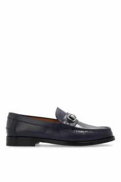 Gucci GRANATOWY Skórzane buty typu ‘loafers’
