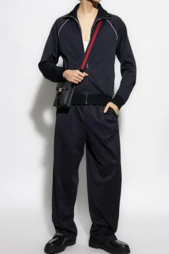 Gucci GRANATOWY Spodnie ze wzorem `GG`