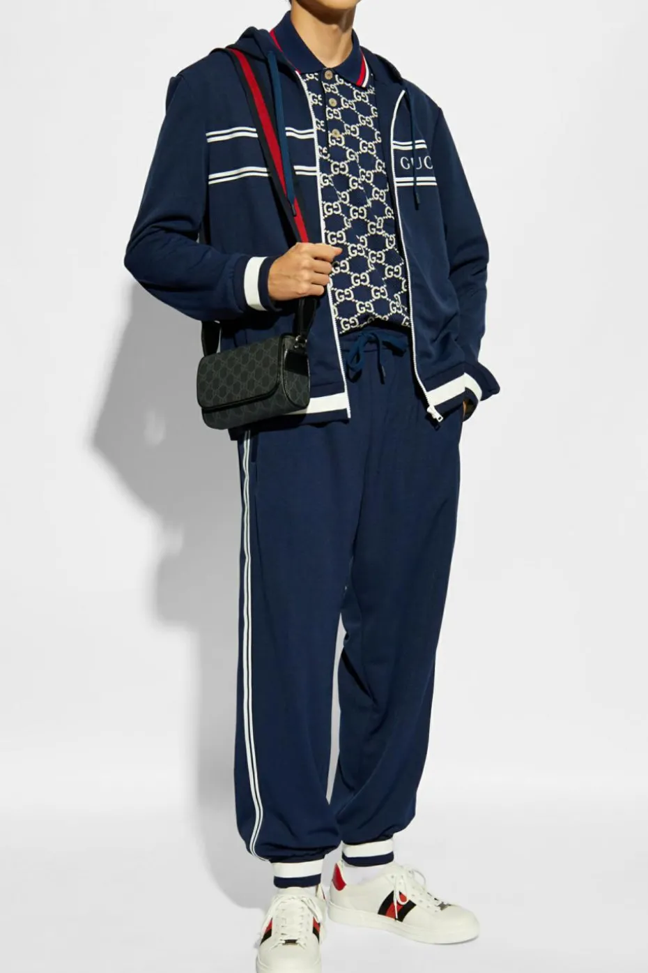 Gucci GRANATOWY Spodnie z lampasami