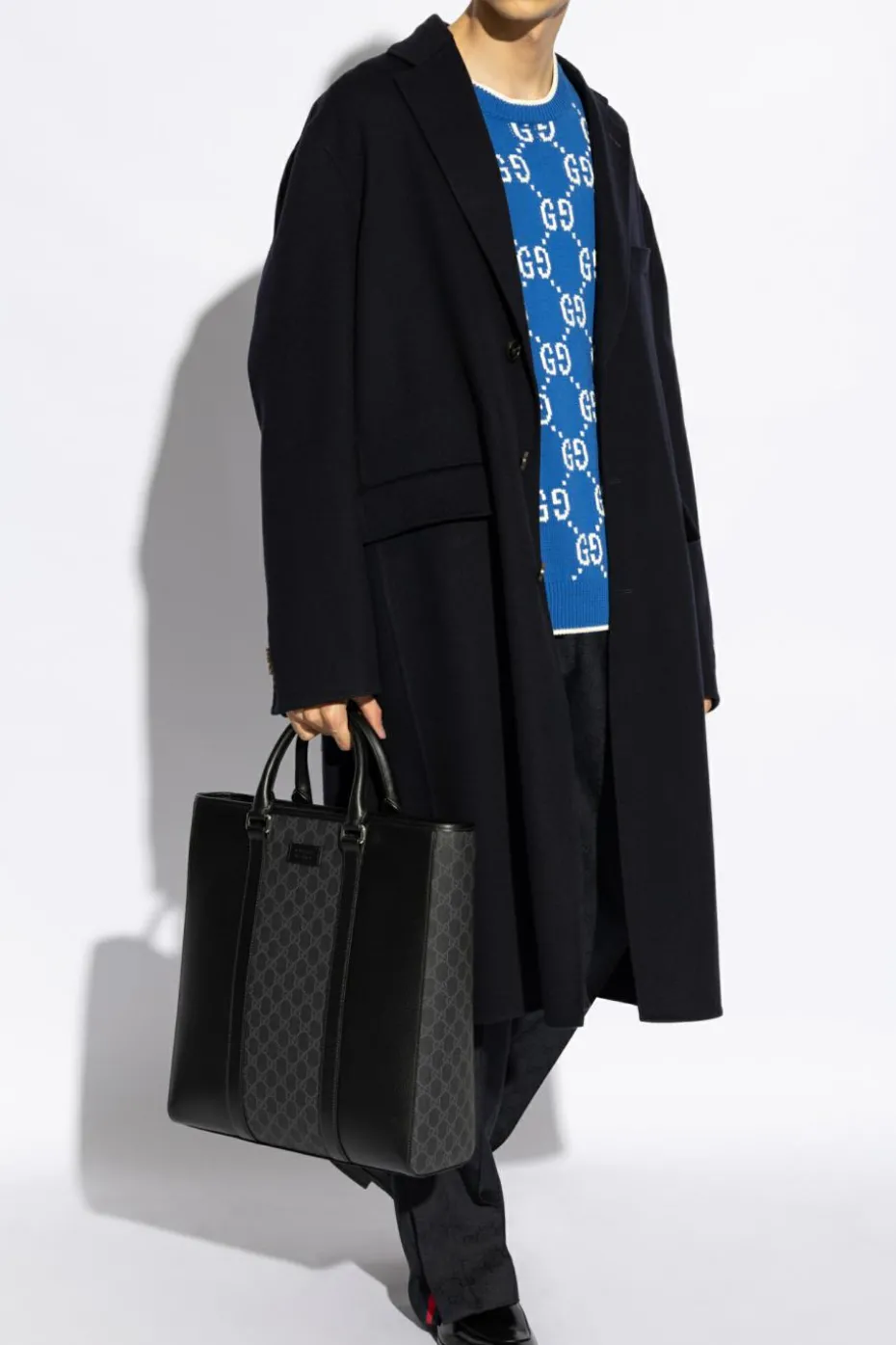 Gucci GRANATOWY Spodnie z monogramem
