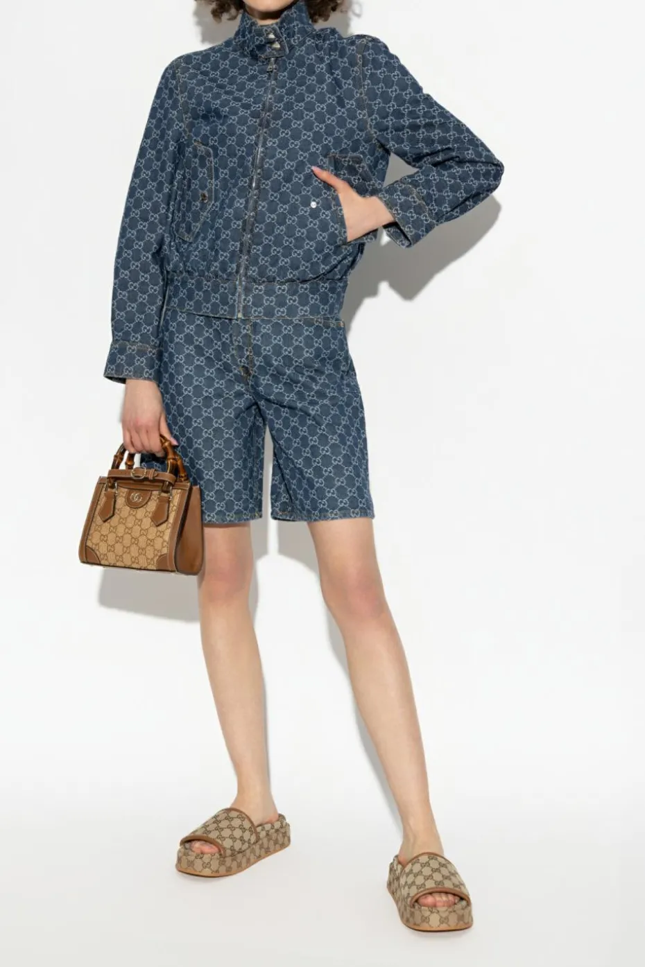 Gucci GRANATOWY Szorty z monogramem