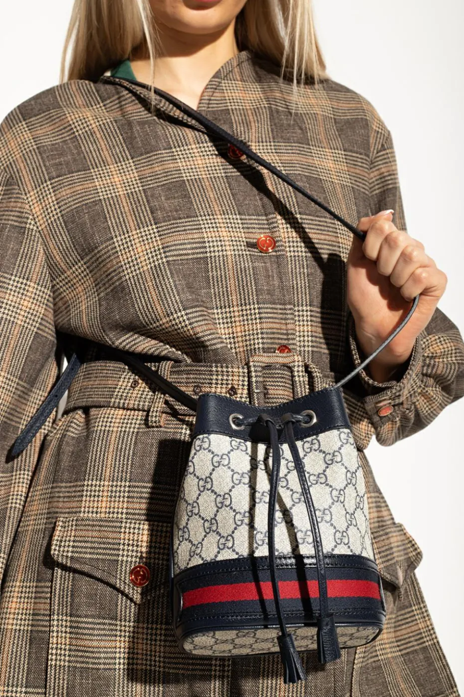 Gucci GRANATOWY Torba na ramię ‘Ophidia Mini’ typu ‘worek’