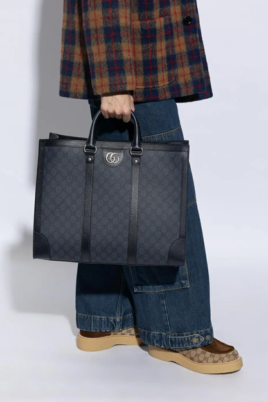 Gucci GRANATOWY Torba ‘Ophidia Large’ typu ‘shopper’