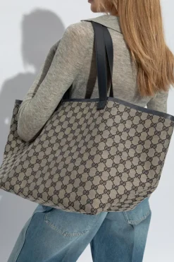 Gucci GRANATOWY Torba ‘Original GG Medium’ typu ‘shopper’